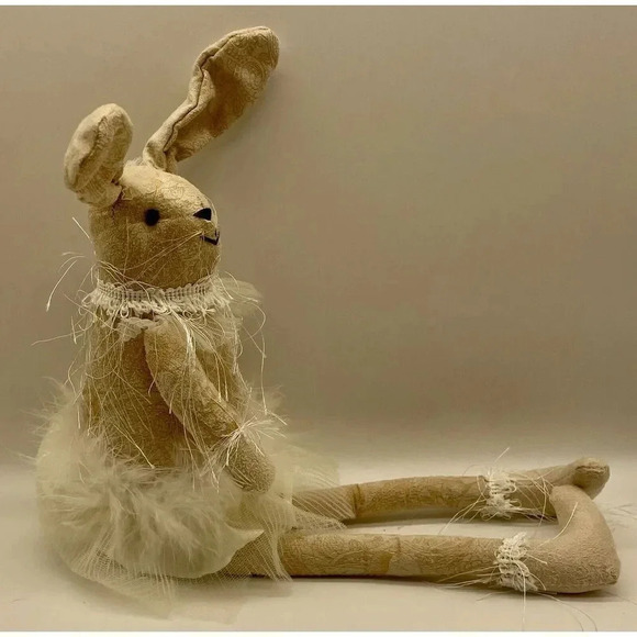 Bella Lux Easter Shelf Sitter Ballerina Bunny Rabbit Doll 11.5” Sitting 20” Long - Picture 2 of 5